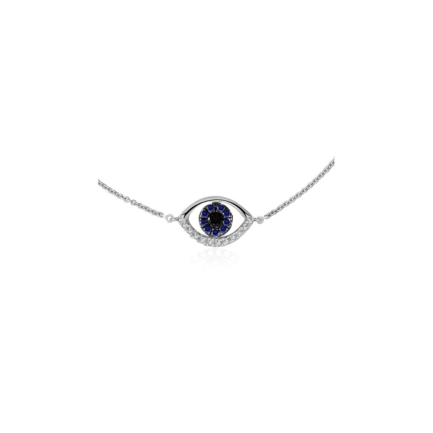 18k White Gold Evil Eye Sapphire Diamond Bracelet -  - Aureus Boutique