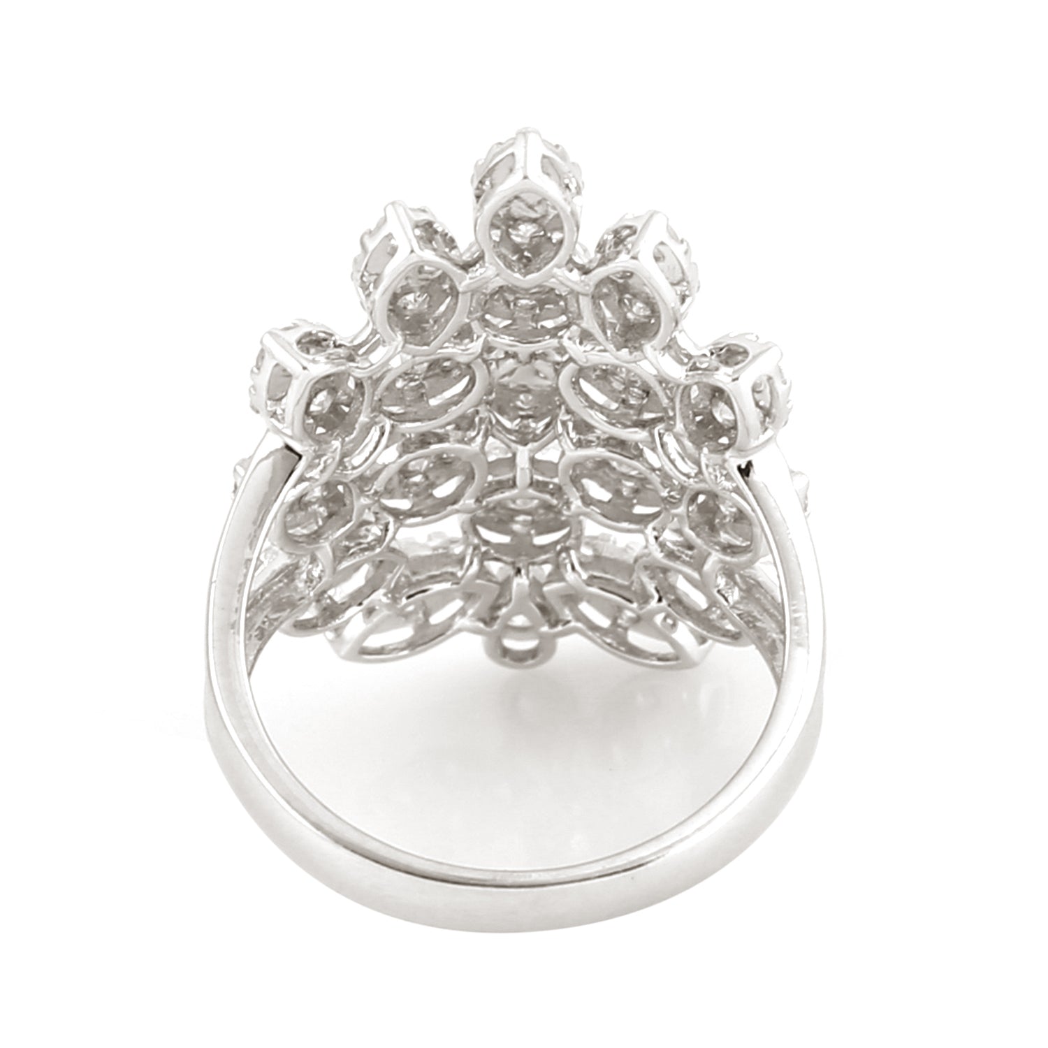 18k White Gold Genuine White Diamond Cocktail Ring -  - Aureus Boutique