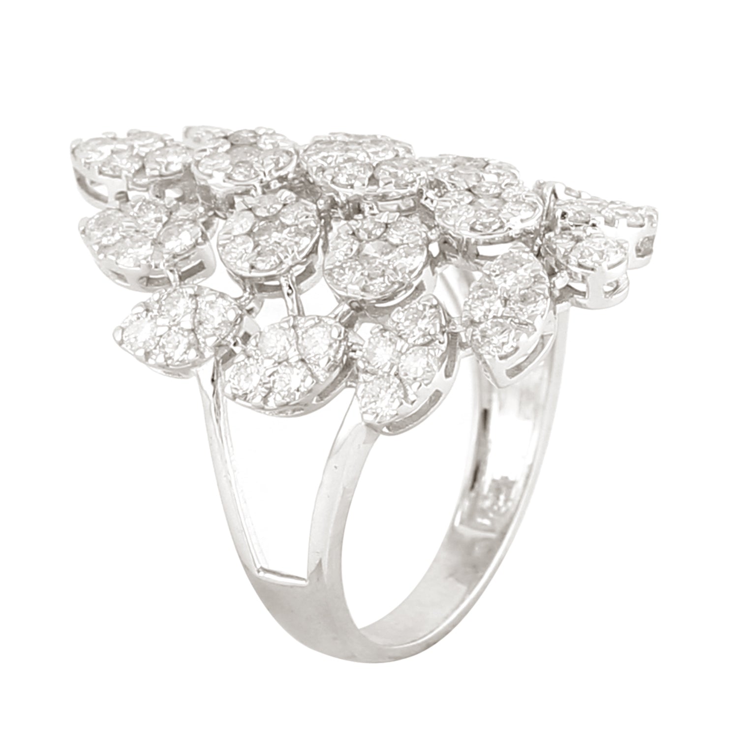 18k White Gold Genuine White Diamond Cocktail Ring -  - Aureus Boutique