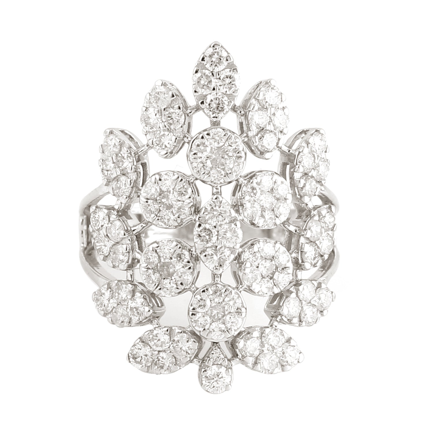 18k White Gold Genuine White Diamond Cocktail Ring -  - Aureus Boutique