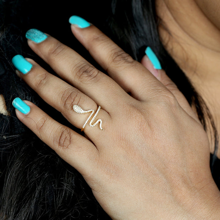 18k Yellow Gold Diamond Wrap Snake Ring -  - Aureus Boutique