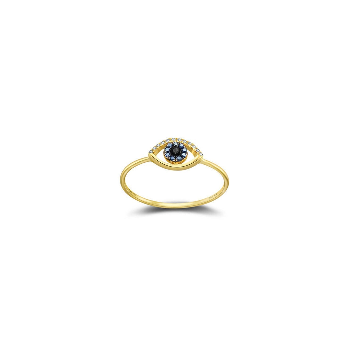 18k Yellow Gold Evil Eye Sapphire Diamond Ring -  - Aureus Boutique