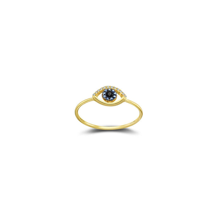 18k Yellow Gold Evil Eye Sapphire Diamond Ring -  - Aureus Boutique