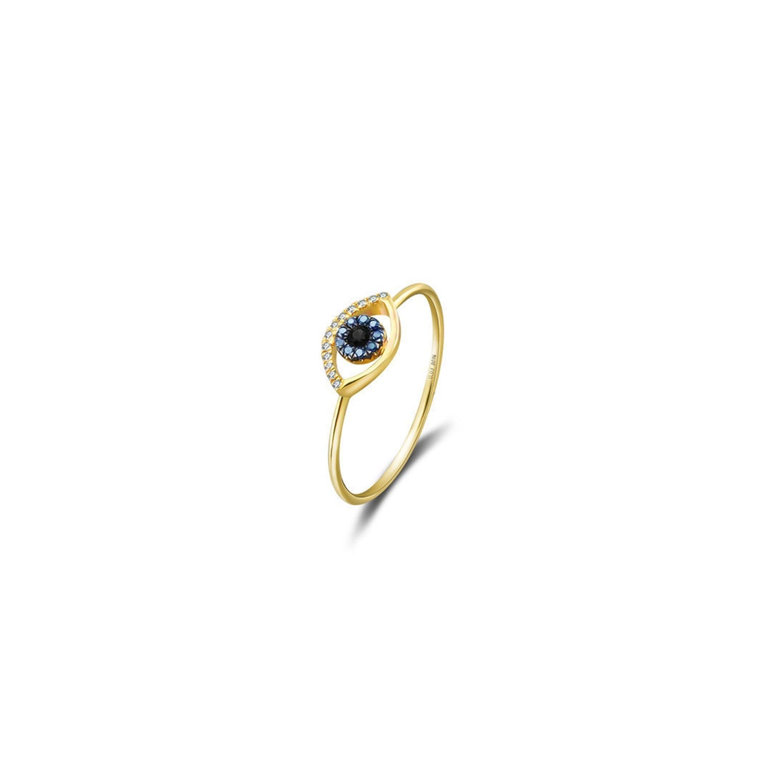 18k Yellow Gold Evil Eye Sapphire Diamond Ring -  - Aureus Boutique