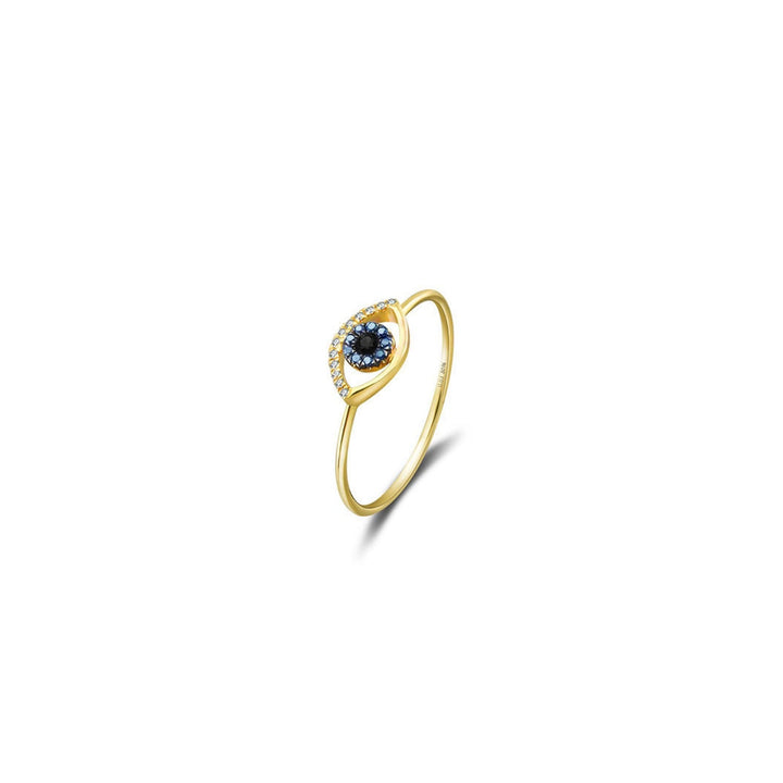 18k Yellow Gold Evil Eye Sapphire Diamond Ring -  - Aureus Boutique