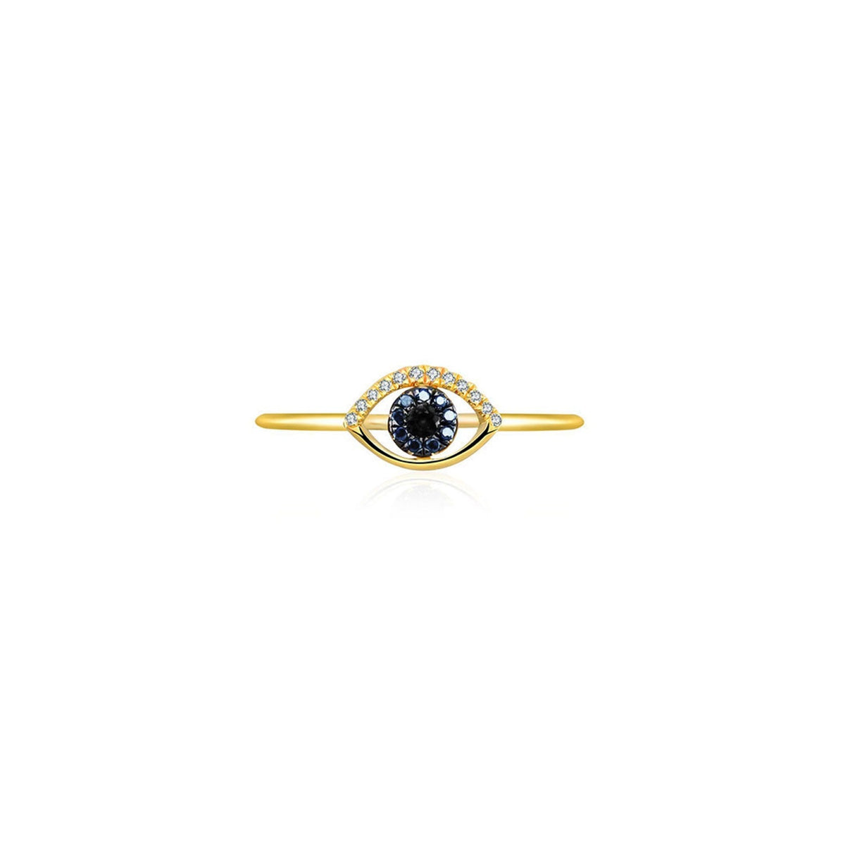 18k Yellow Gold Evil Eye Sapphire Diamond Ring -  - Aureus Boutique