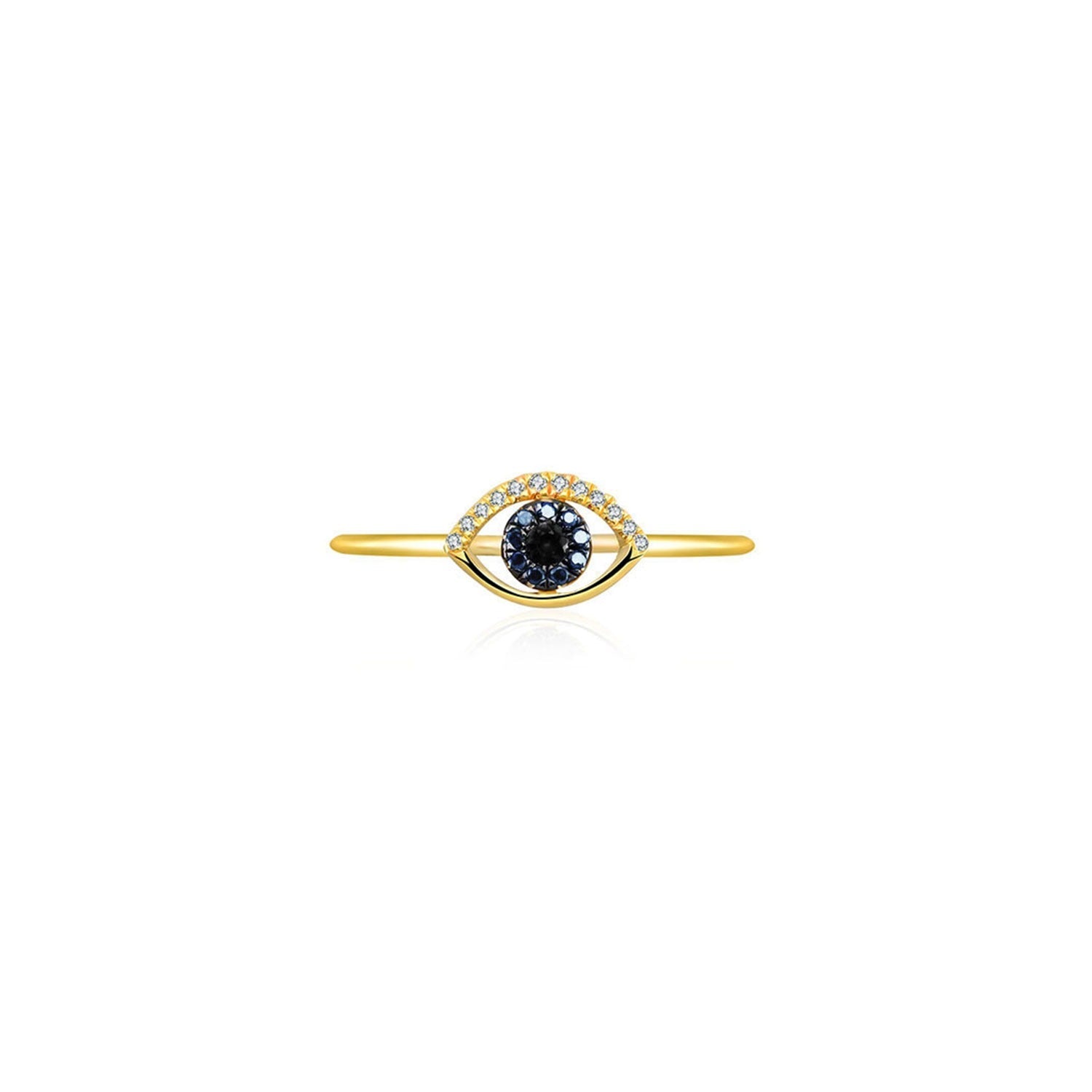 18k Yellow Gold Evil Eye Sapphire Diamond Ring -  - Aureus Boutique
