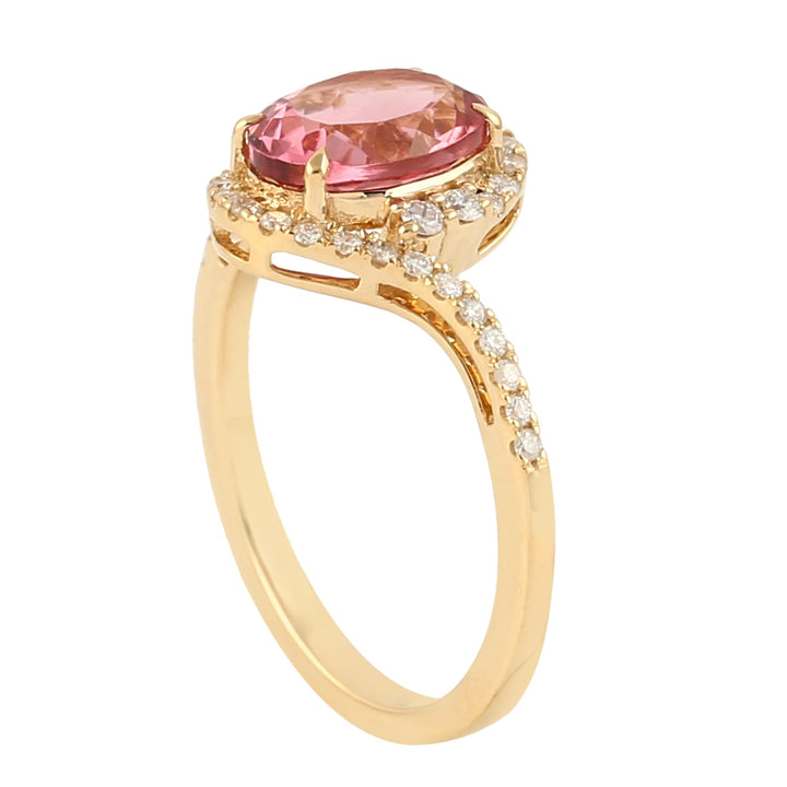 18k Yellow Gold Genuine Diamond Pink Tourmaline Ring -  - Aureus Boutique