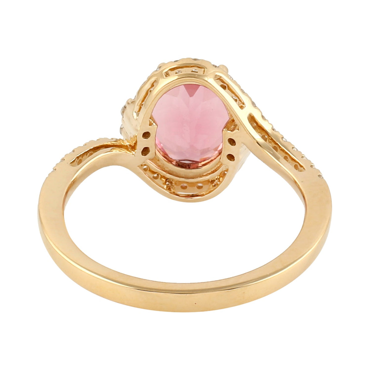 18k Yellow Gold Genuine Diamond Pink Tourmaline Ring -  - Aureus Boutique