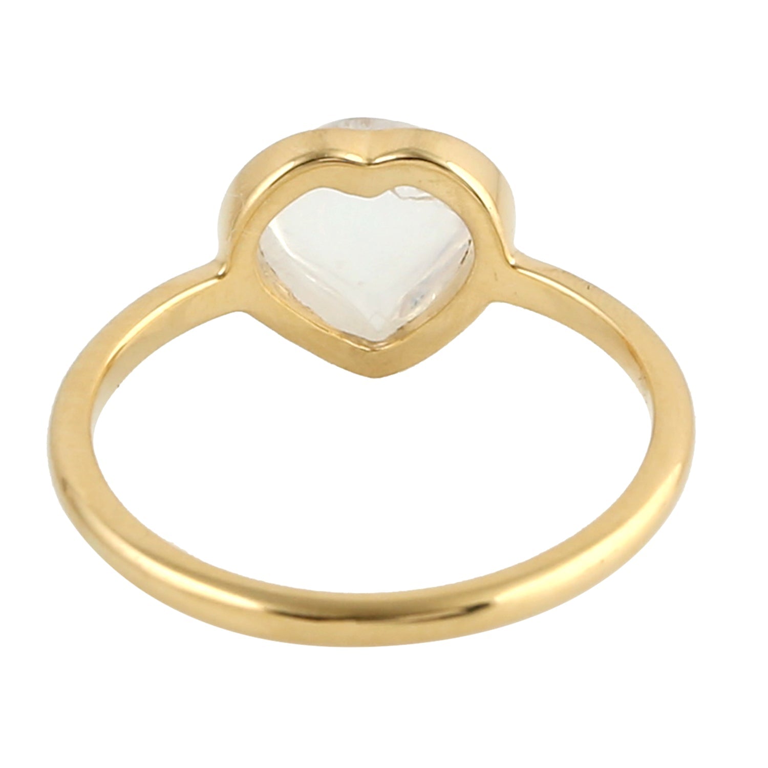 18k Yellow Gold Heart Ring Moonstone Gemstone Handmade Jewelry -  - Aureus Boutique