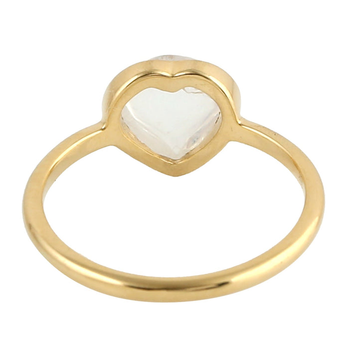 18k Yellow Gold Heart Ring Moonstone Gemstone Handmade Jewelry -  - Aureus Boutique