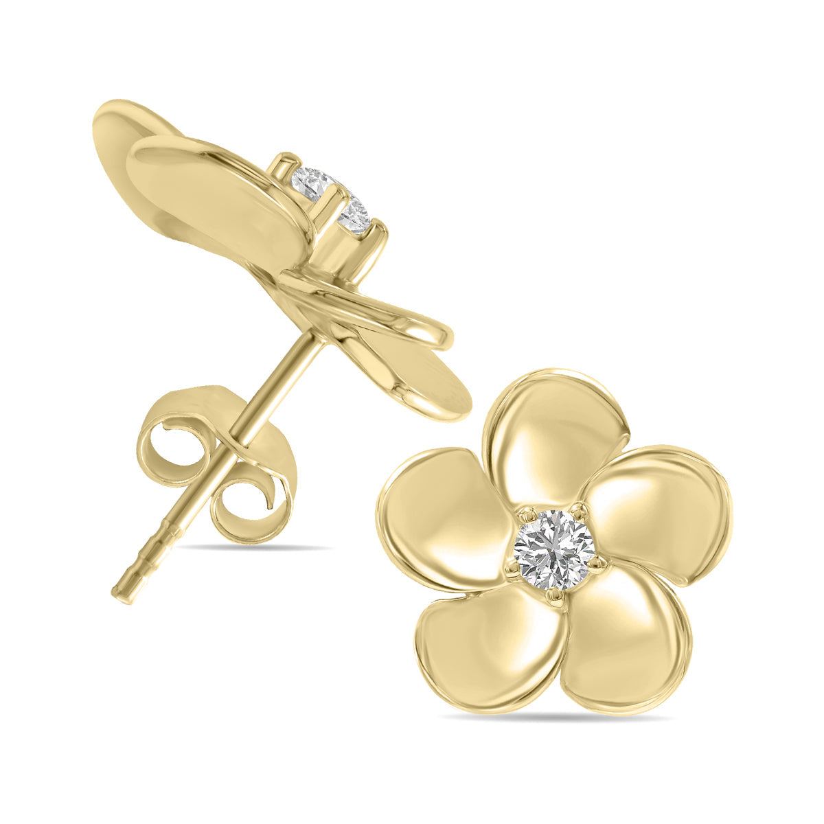 1/3 Ctw Lab Grown Diamond Flower Stud Earrings In 10K Yellow Gold F-G Color, Vs1- Vs2 Clarity
