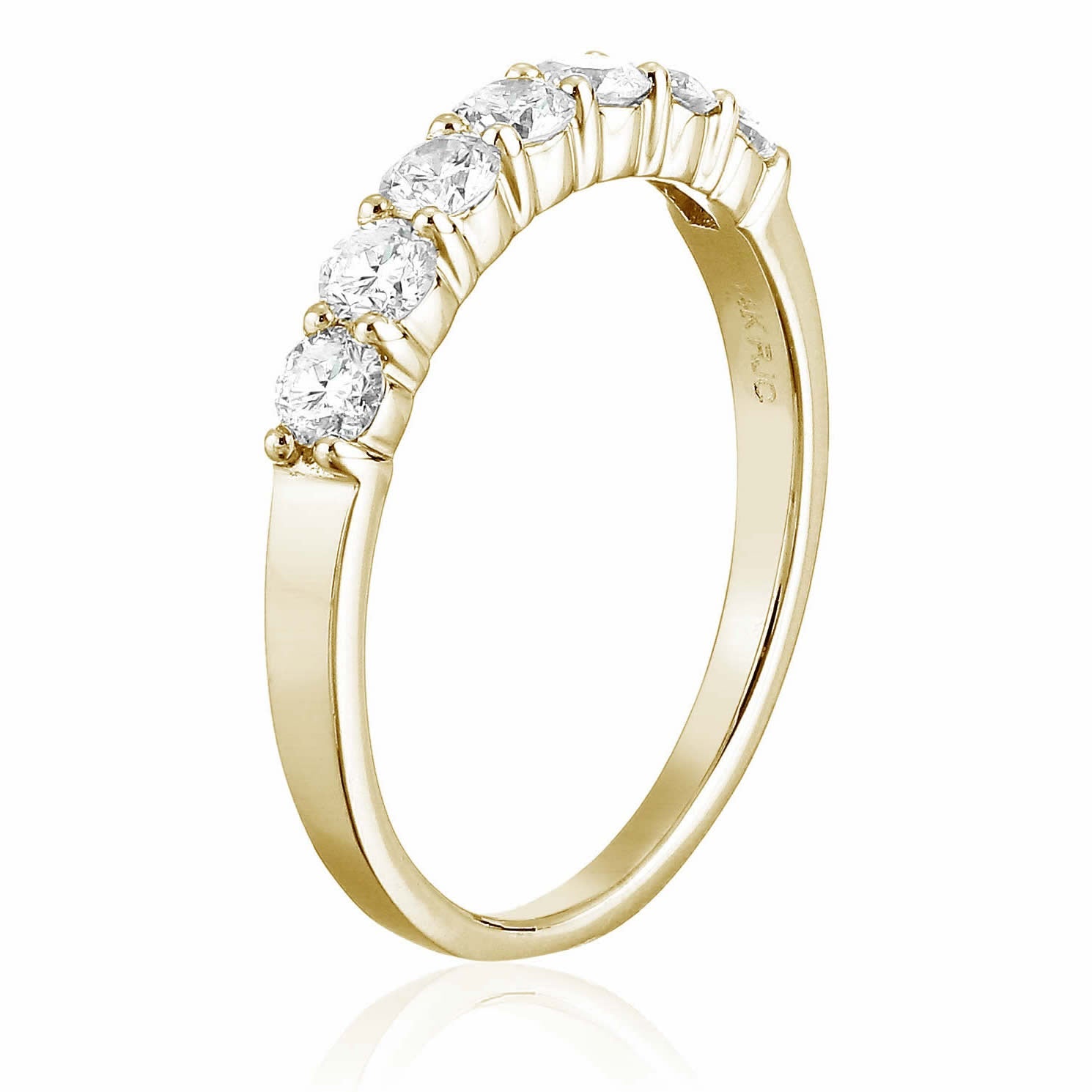 3/4 Cttw Diamond Wedding Band In 14K Gold 7 Stones Prong Set