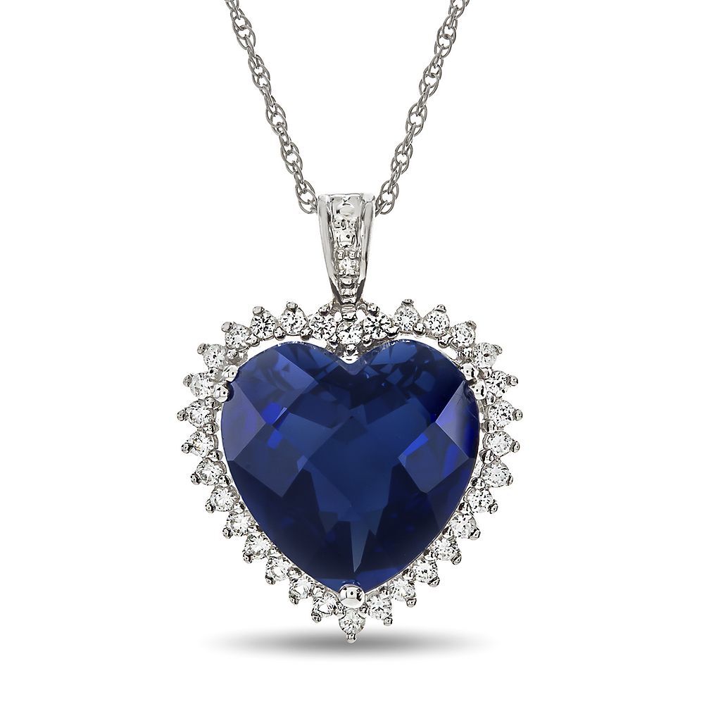 Sapphire Heart Necklace in Sterling Silver