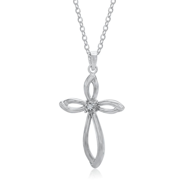 Diamond Open Cross Pendant in Sterling Silver
