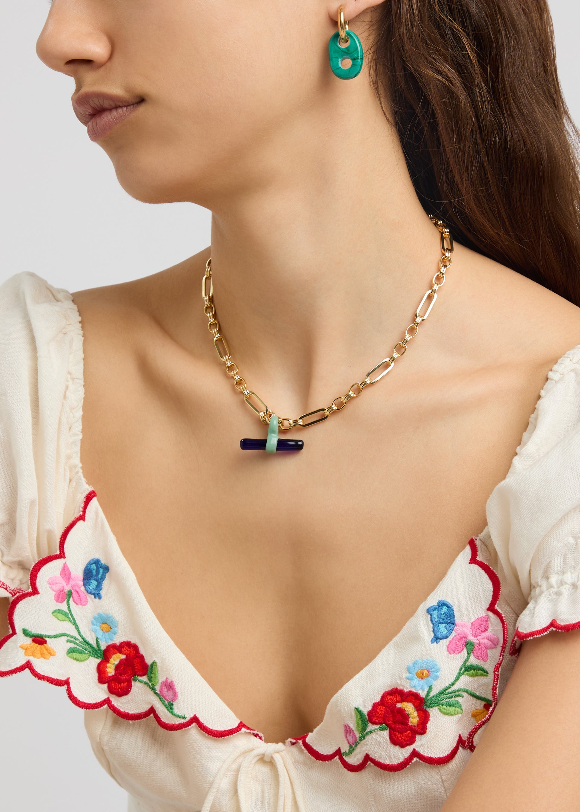 T-bar 18kt gold-plated necklace