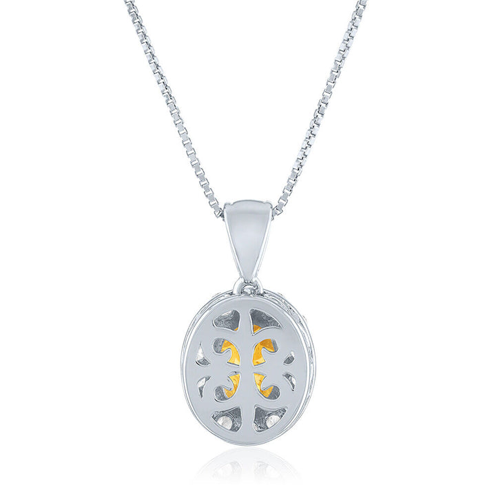 Oval Citrine & Lab Created White Sapphire Pendant in Sterling Silver