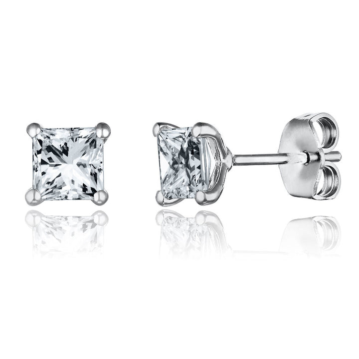 Lab Created White Sapphire Stud Earrings in Sterling Silver