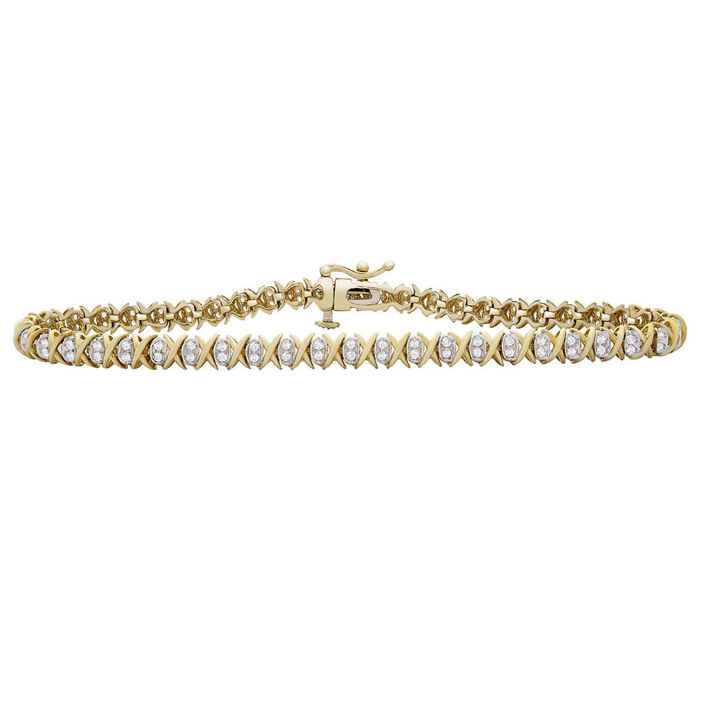 Diamond Double Row Bracelet in 10K Yellow Gold