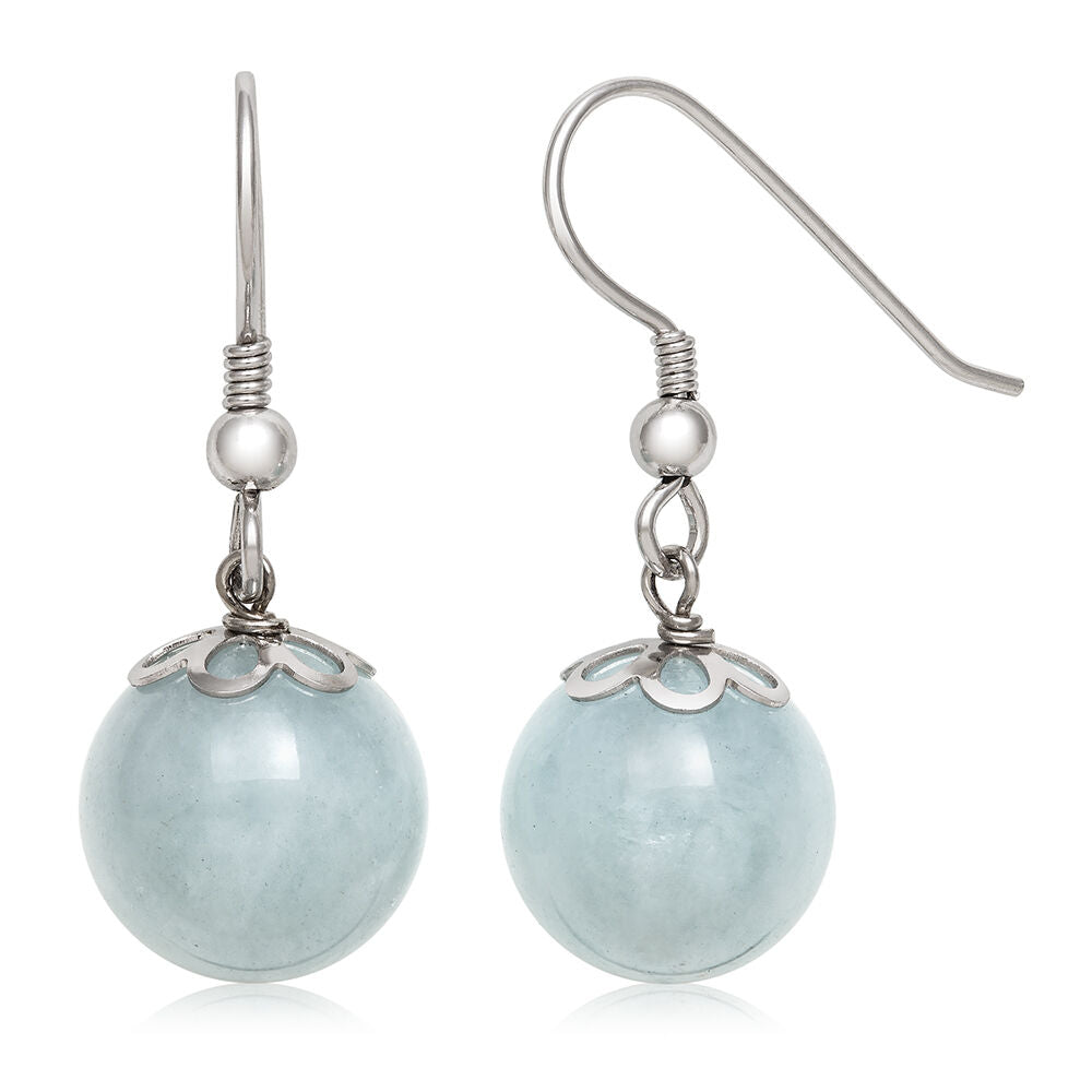 Aquamarine Wire Earrings in Sterling Silver