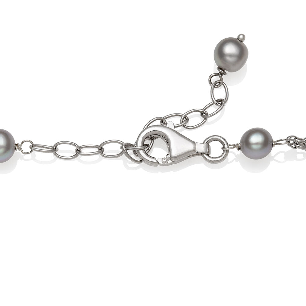 Freshwater Cultured Pearl & Aquamarine Tin Cup Necklace