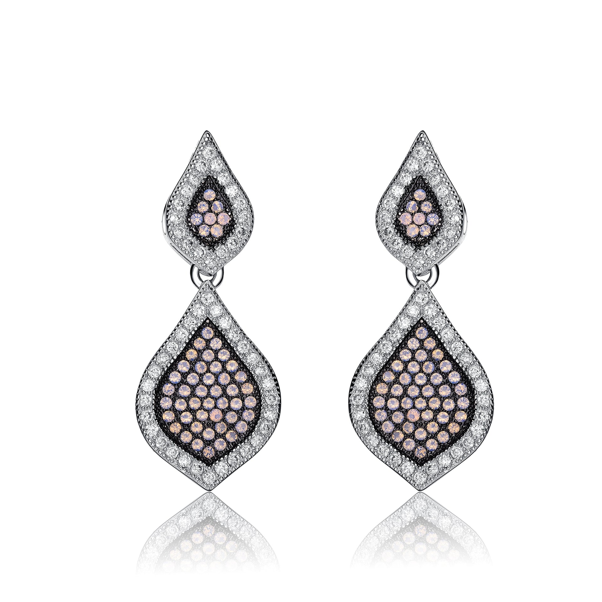 Sterling Silver Black Plated Coffee Teardrop Dandling Earrings