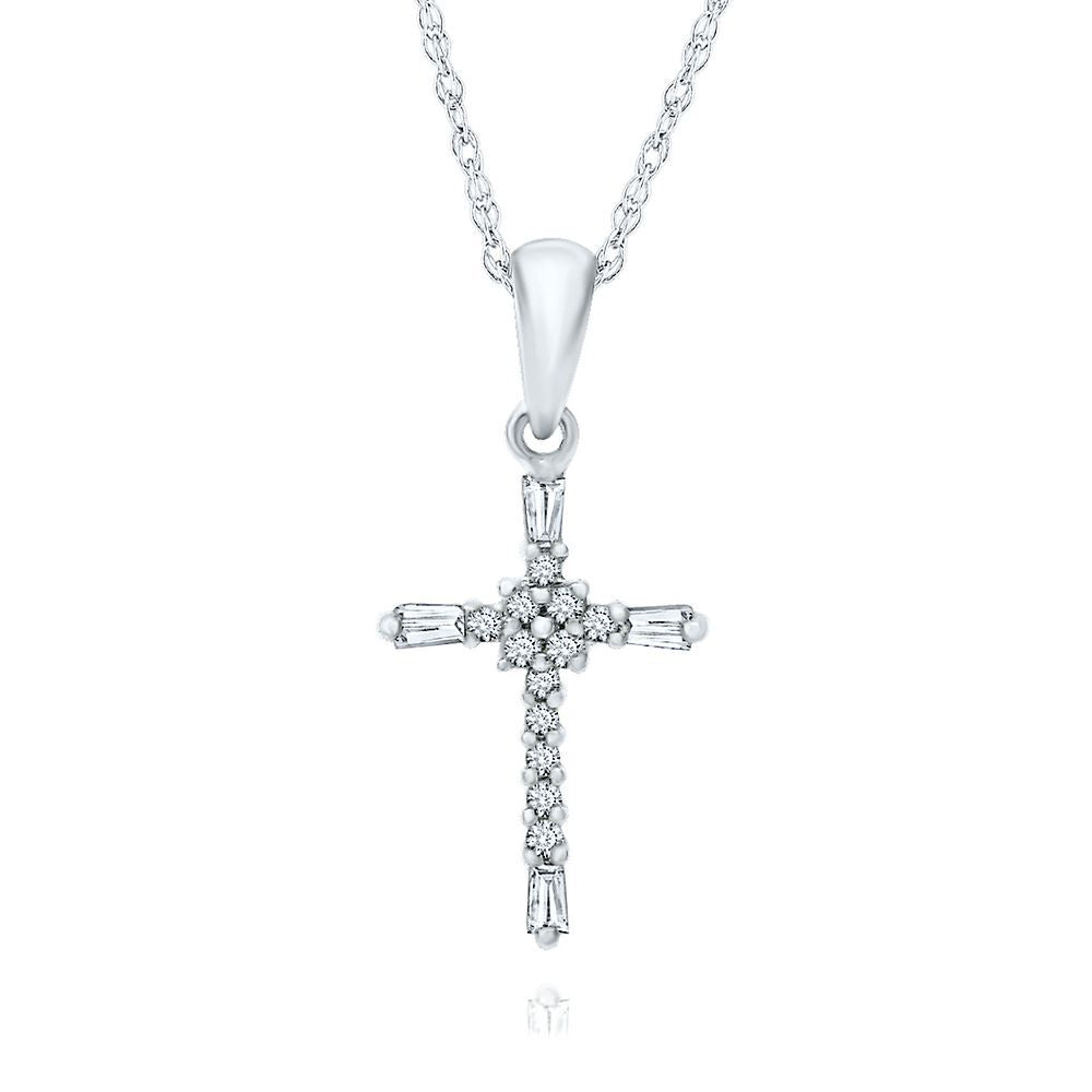 1/10 ct. tw. Diamond Cross Pendant in 10K White Gold