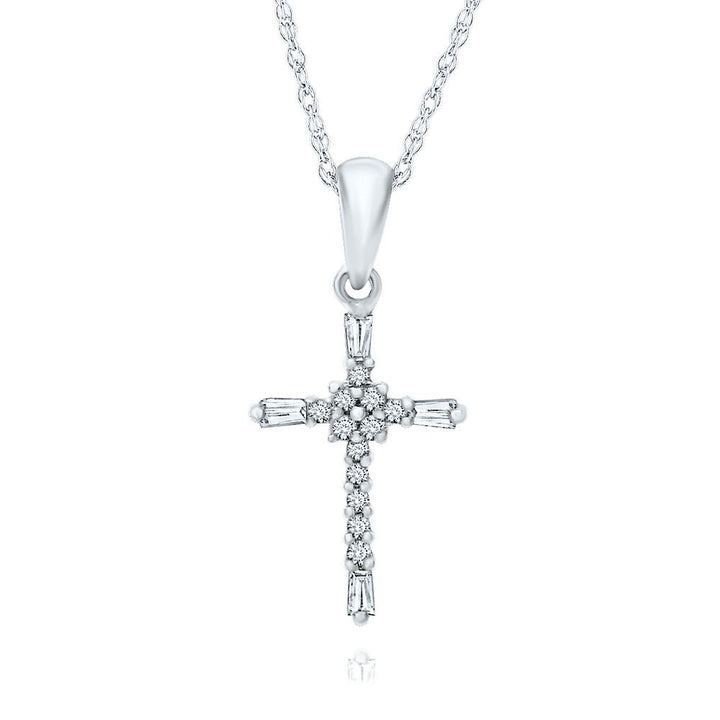 1/10 ct. tw. Diamond Cross Pendant in 10K White Gold