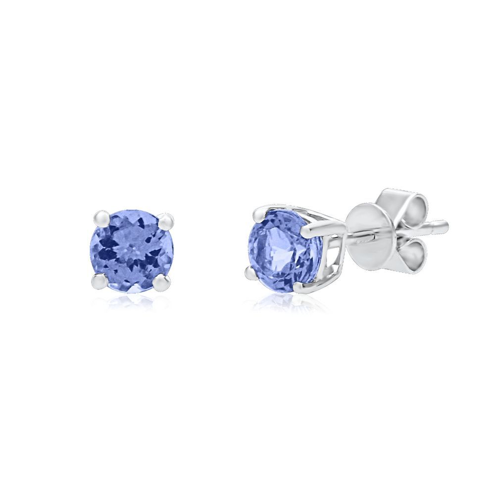 Tanzanite Stud Earrings in 14K White Gold