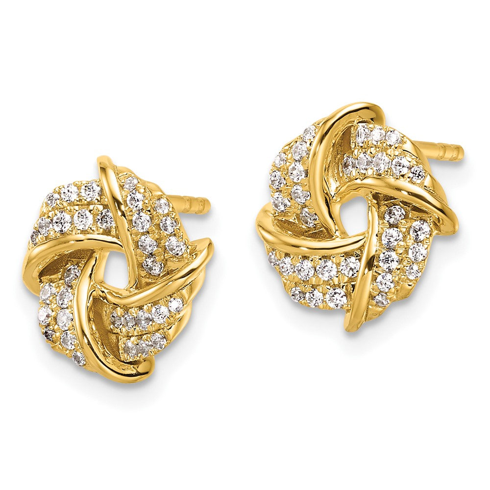 14k Yellow Gold 1/3 CT Lab Grown Diamond Love Knot Stud Earrings VS Clarity G-H Color