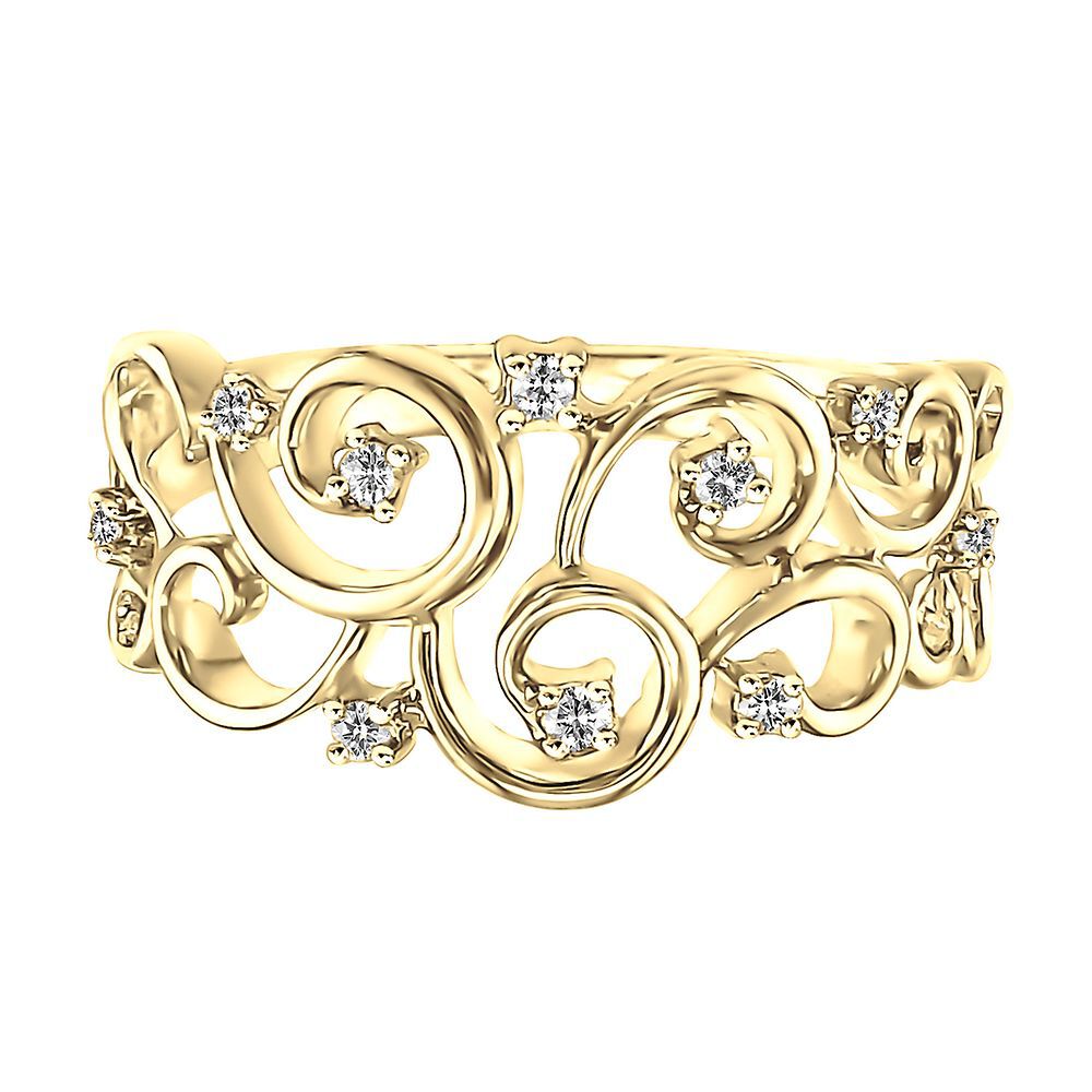 1/10 ct. tw. Diamond Swirl Ring in 10K Yellow Gold