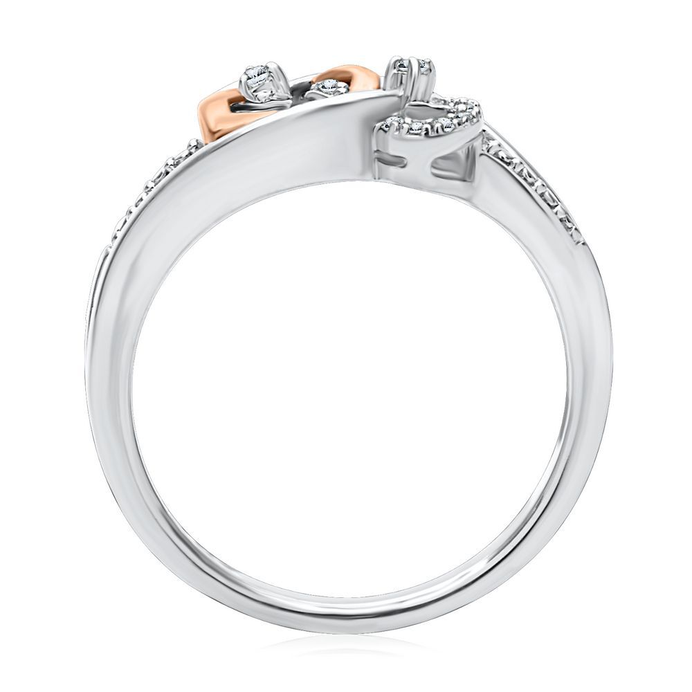 Diamond Double Heart Promise Ring in Sterling Silver & 10K Rose Gold