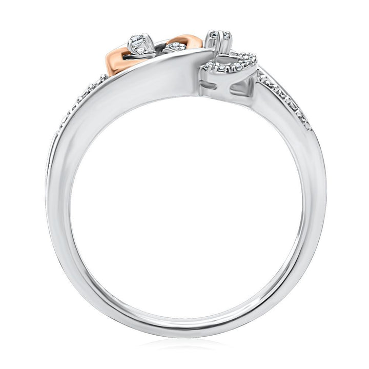 Diamond Double Heart Promise Ring in Sterling Silver & 10K Rose Gold