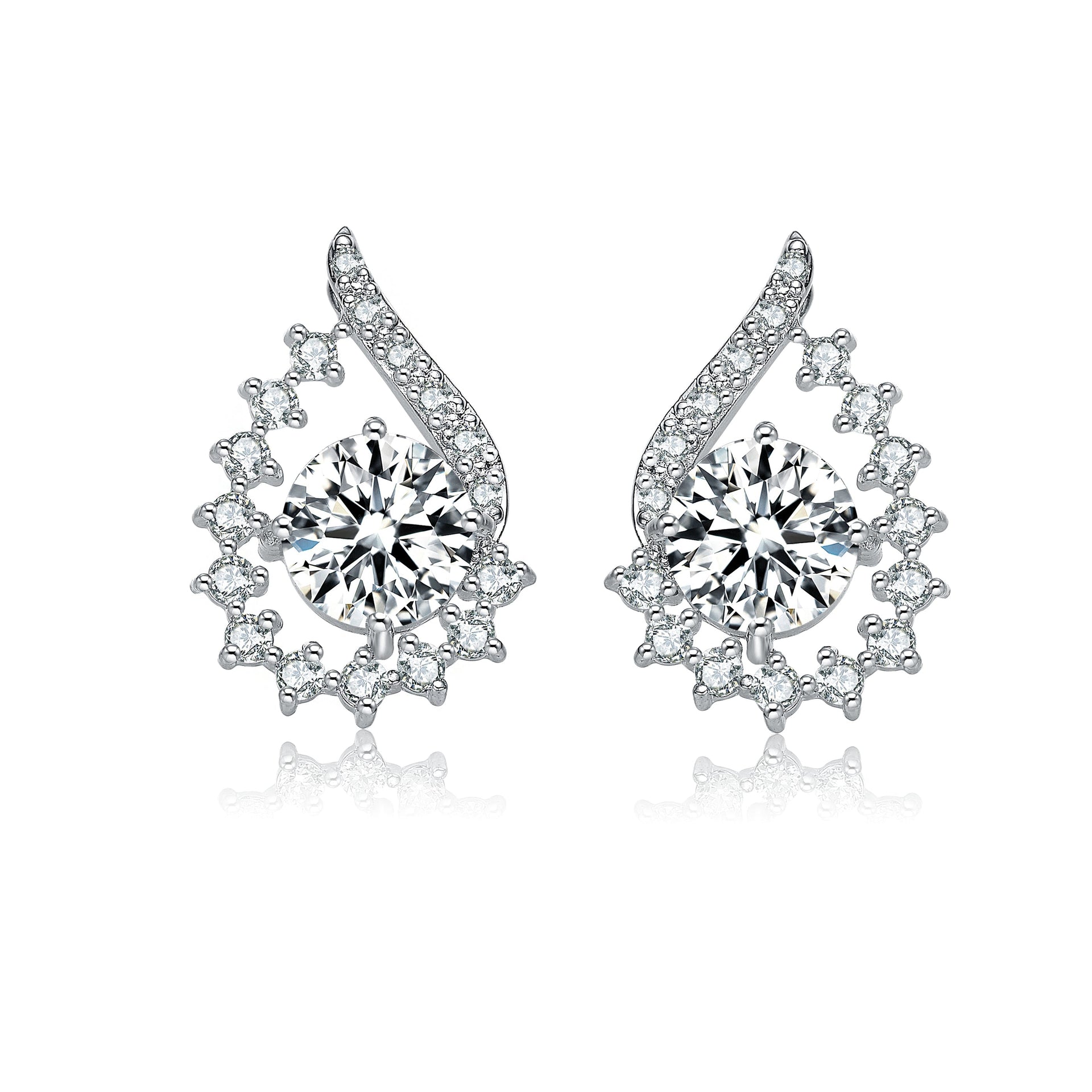 Sterling Silver Cubic Zirconia Pear Shape Earrings