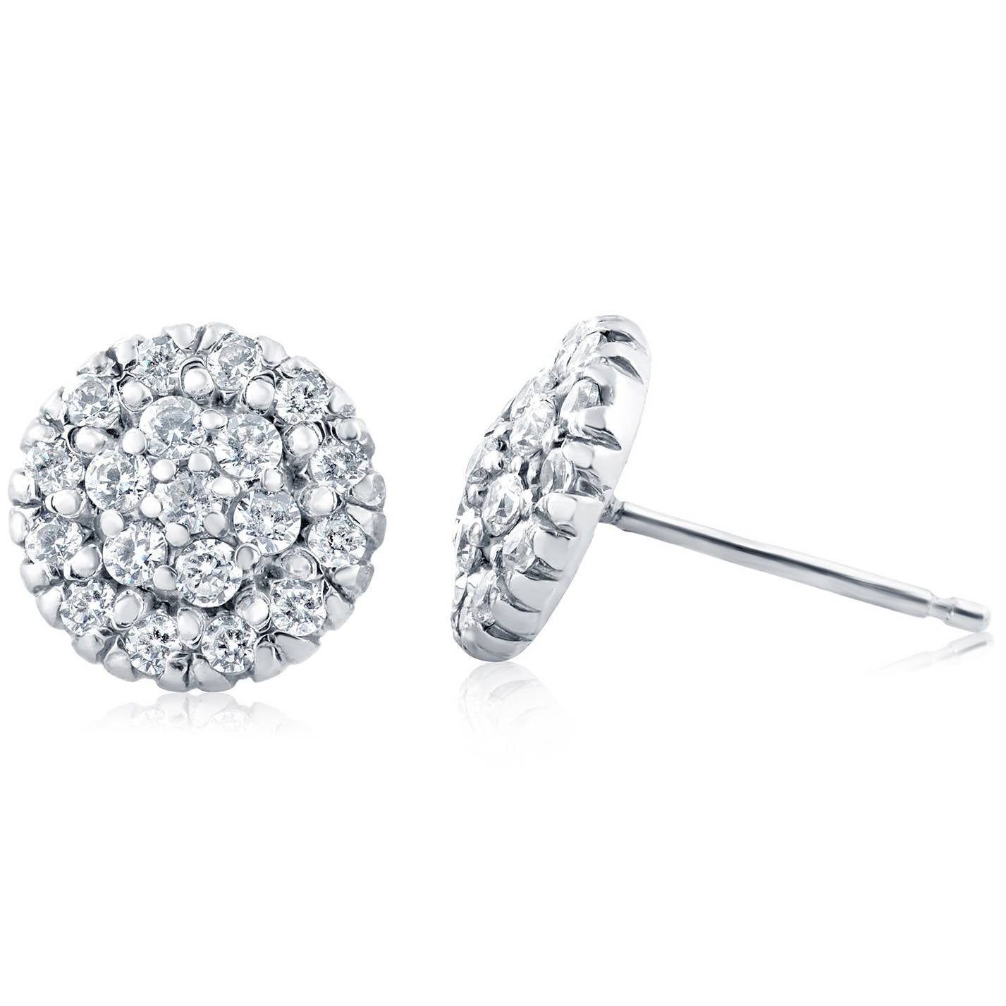 1ct Pave Fire Diamond Studs 14K White Gold