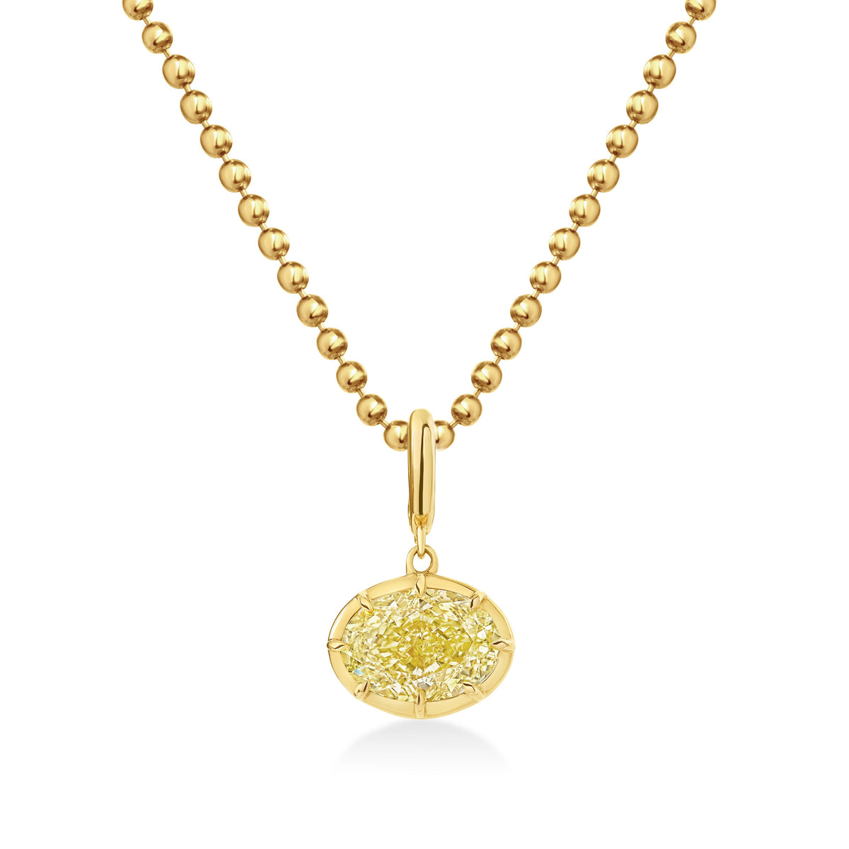 Georgian East-West Oval Yellow Lab Diamond Ball Chain Necklace
