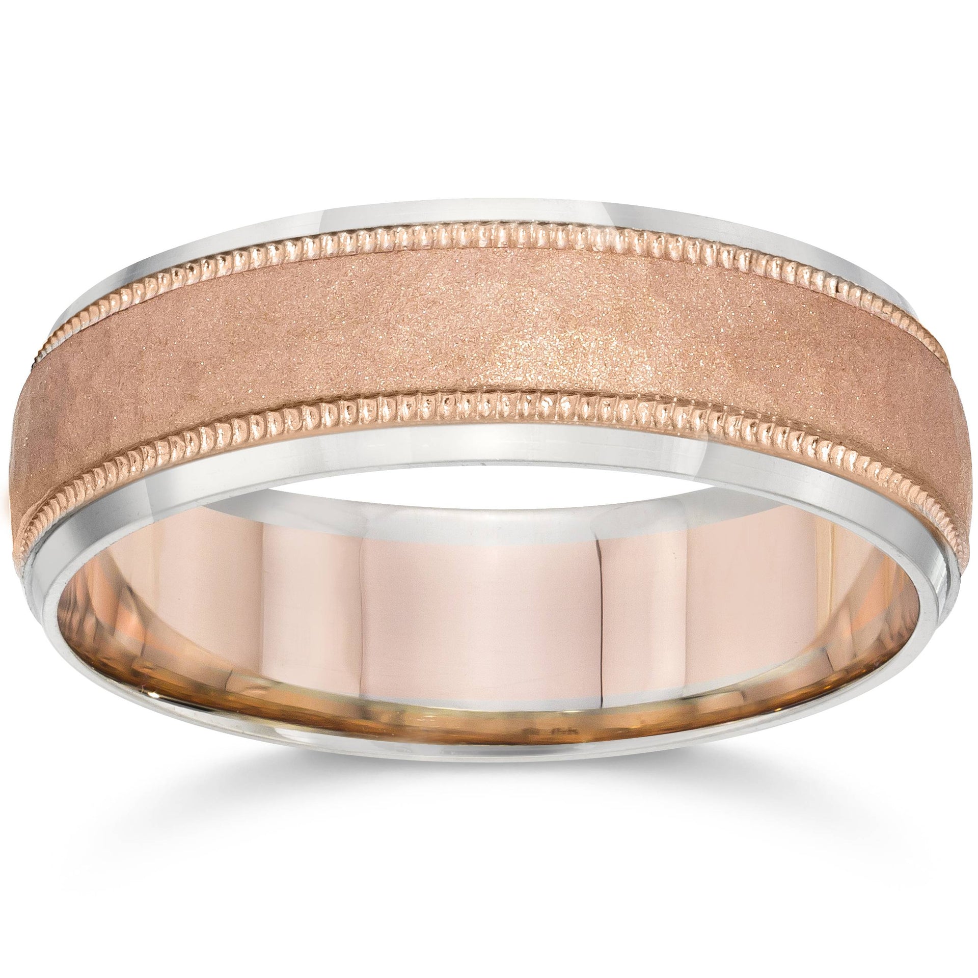 6MM Hammered Wedding Band 14K Rose Gold