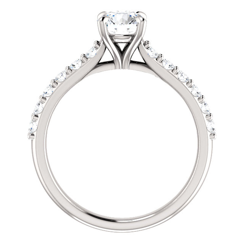 1 Ct Round Diamond Engagement Ring 14k White Gold Prong Set Single Row