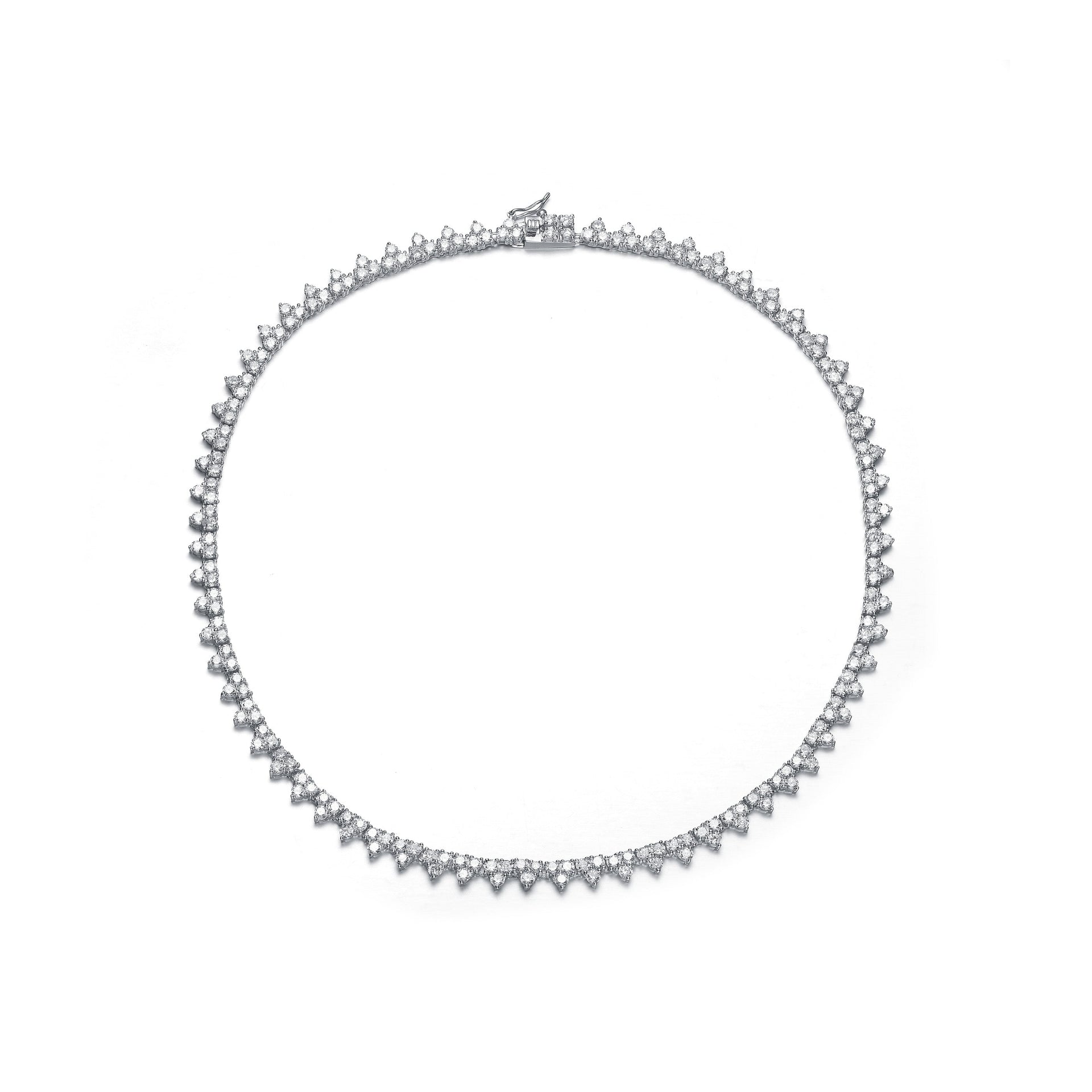 Sterling Silver with Diamond Cubic Zirconia Tennis Chain Layering Necklace