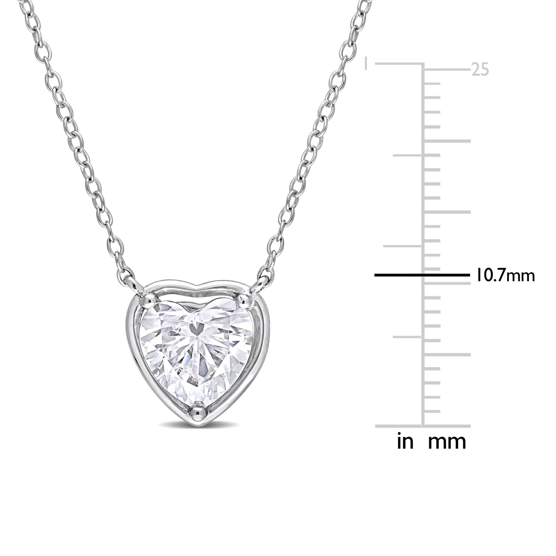 2 CT TGW Created Moissanite Halo Heart Pendant with Chain in Sterling Silver