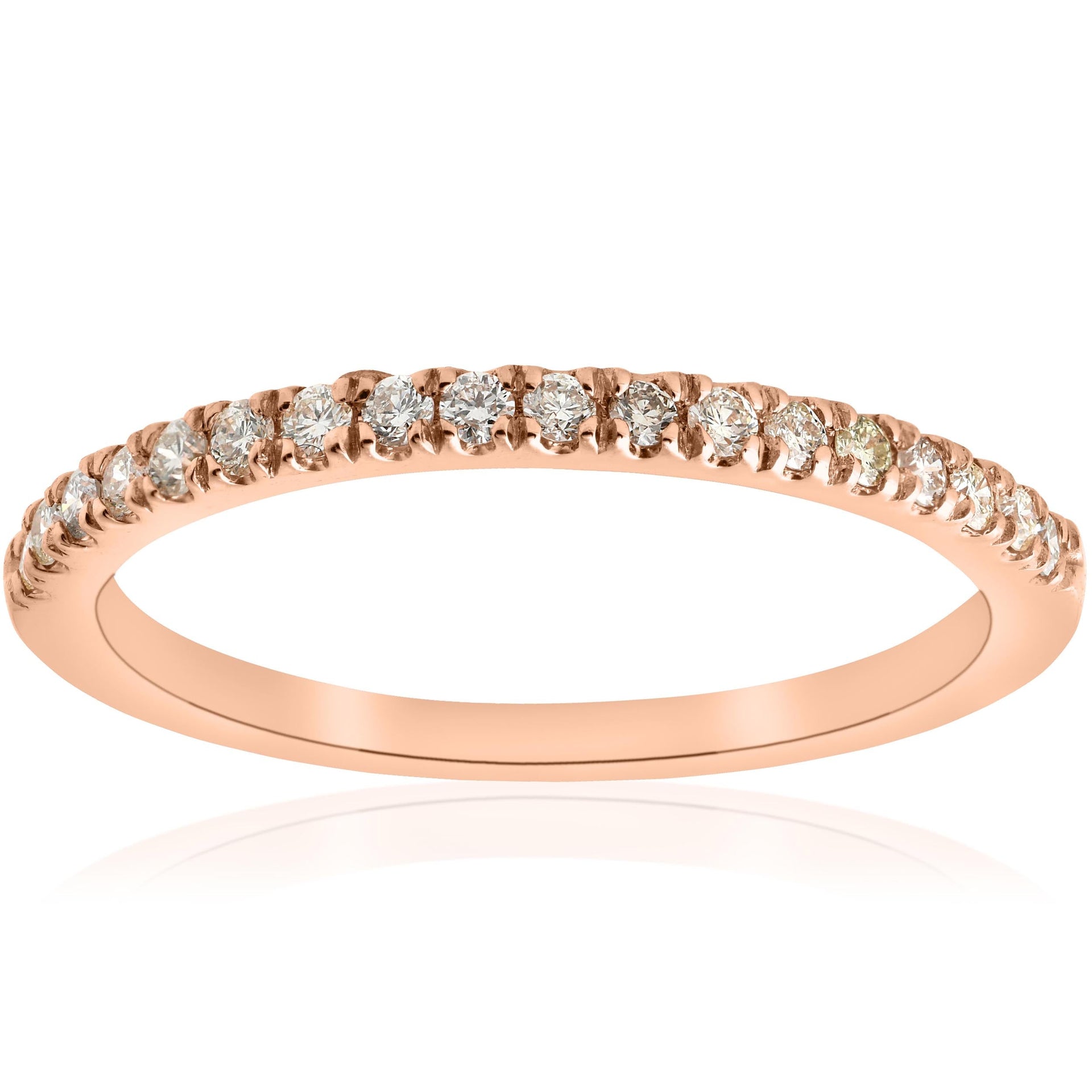 1/4ct Diamond Ring Stackable Engagement Womens Wedding Band 14K Rose Gold