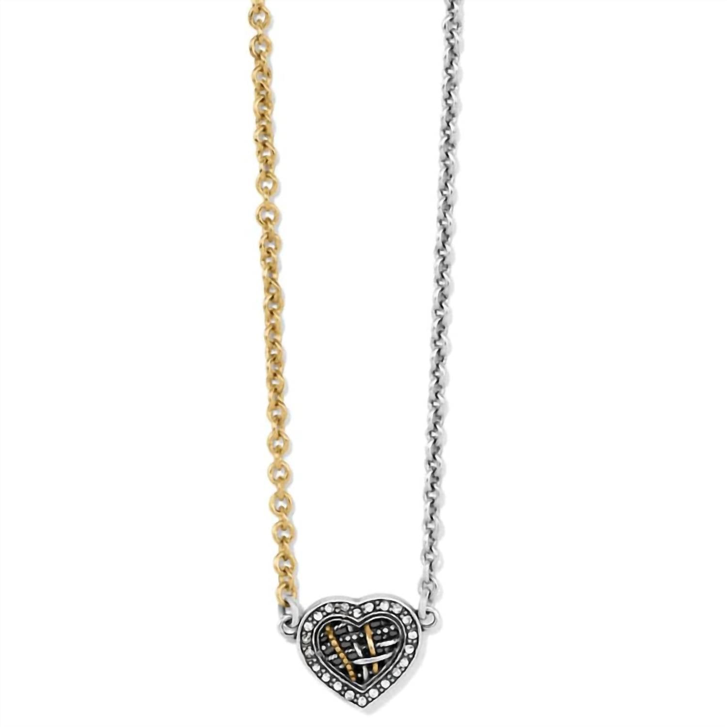 Women's Neptune's Rings Woven Heart Necklace In Silver-gold