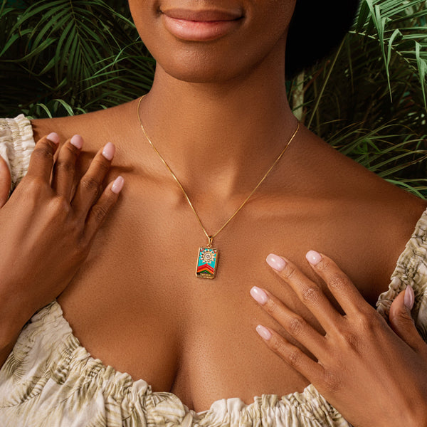 Cosmic Optimism - 'The Sun' Tarot Card Necklace
