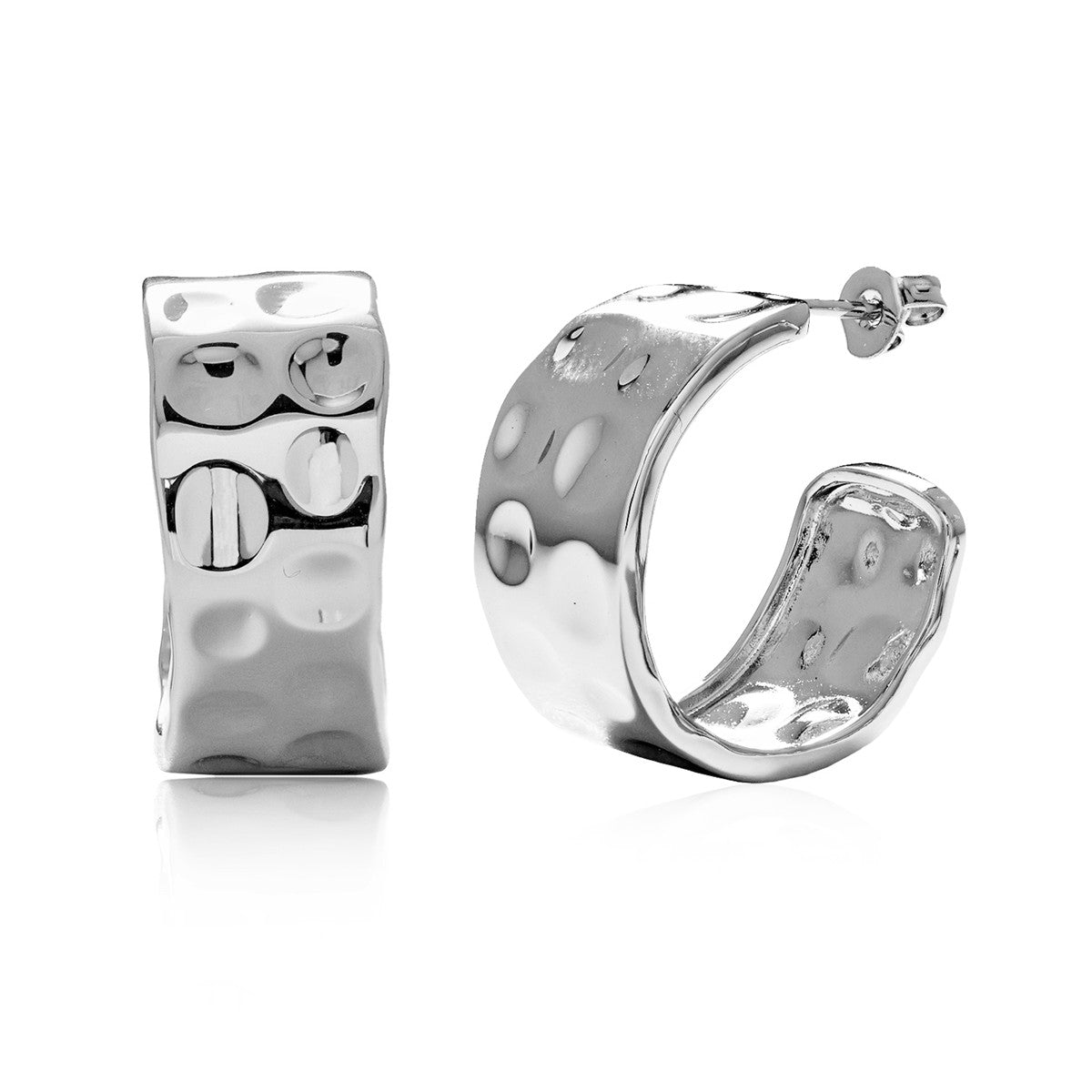 Letty 18k White Gold Plated Half Hoop Earrings