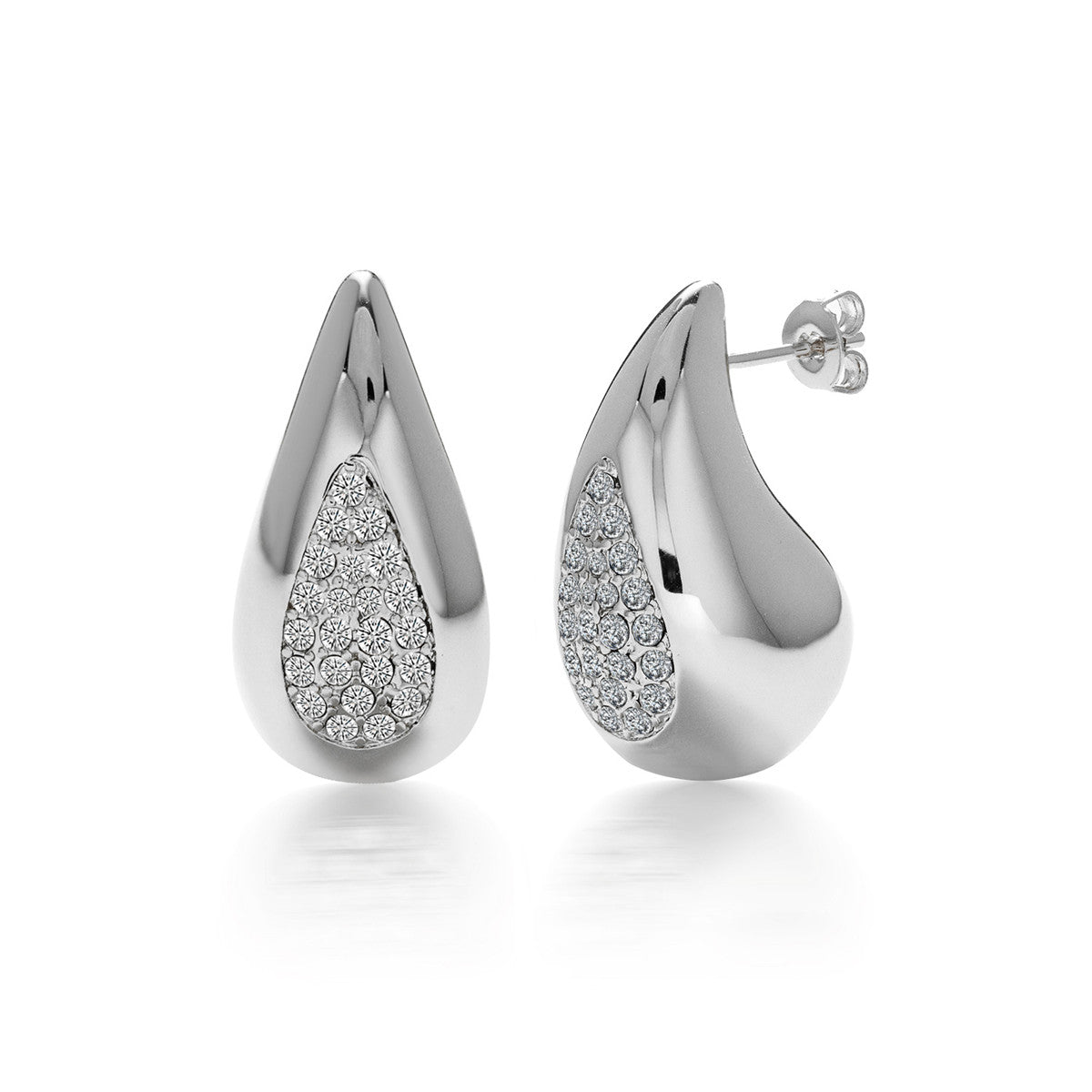 Sally 18k White Gold Plated Teardrop Stud Earrings with Swarovski Crystals