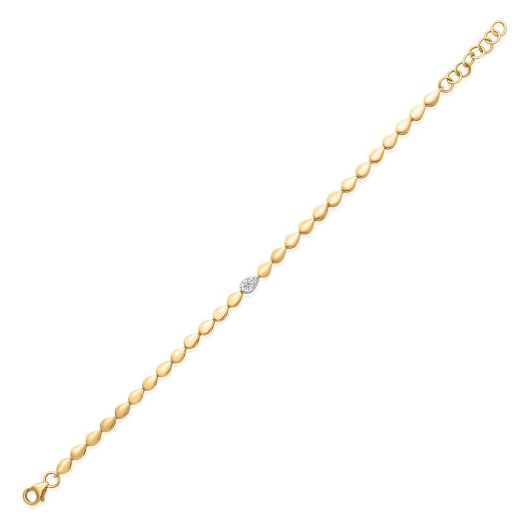Gold Pave Diamond Pear Bracelet