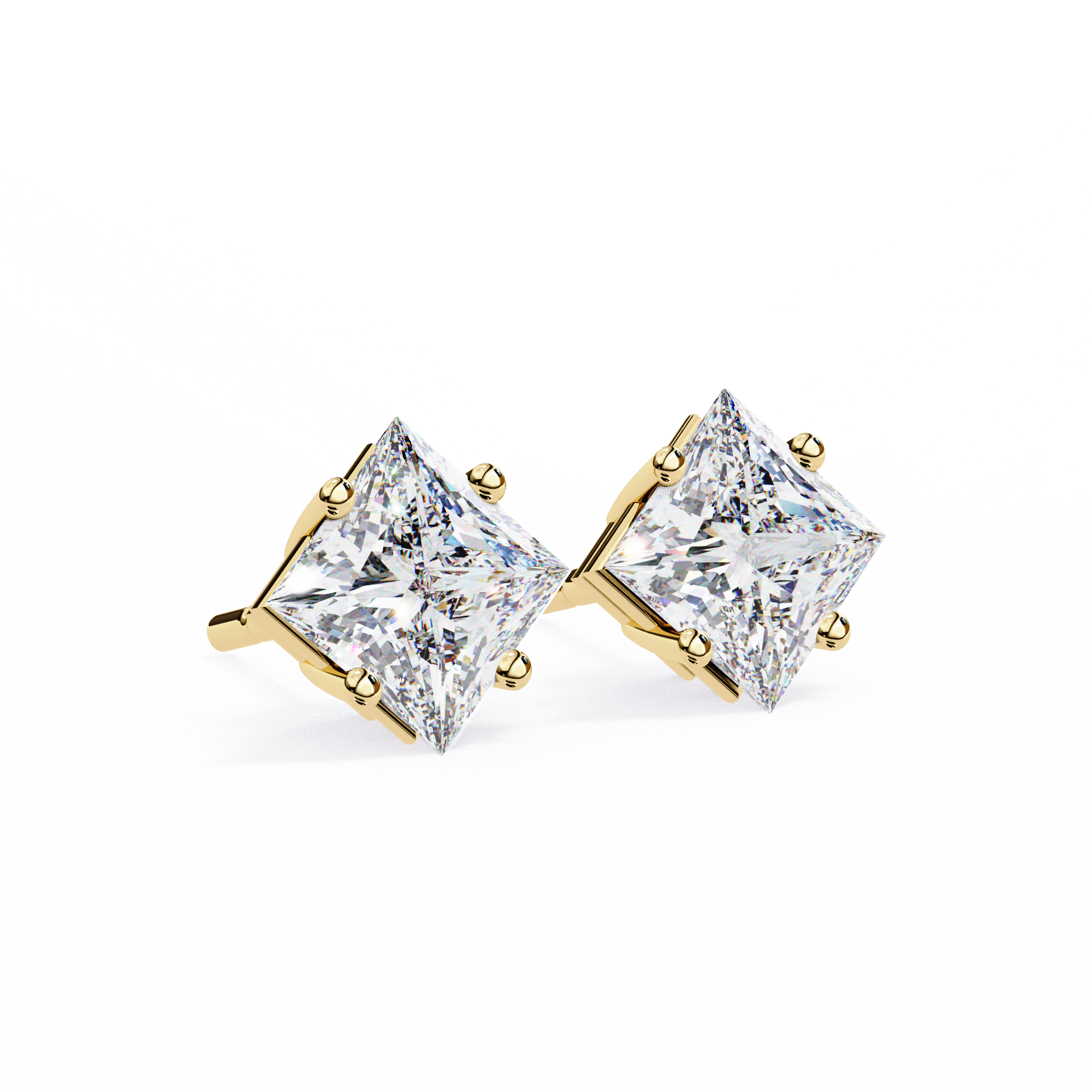 Princess-Cut Lab-grown Diamond Solitaire Studs in 10K White Gold