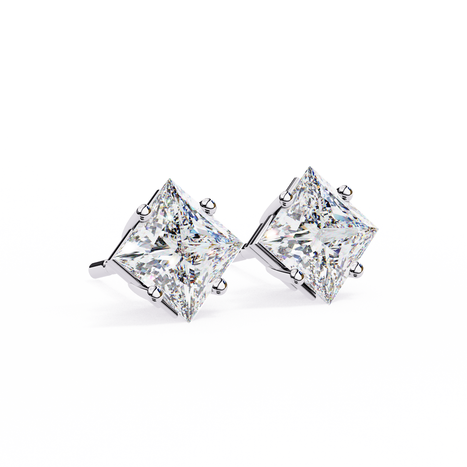 Princess-Cut Lab-grown Diamond Solitaire Studs in 10K White Gold