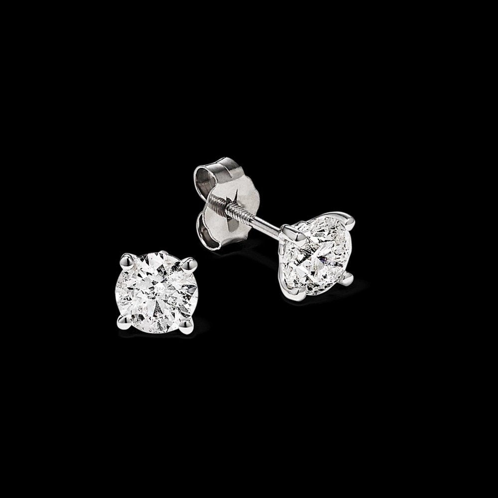 1 and 1/4 CT Round Natural Diamond Studs -  - Aureus Boutique