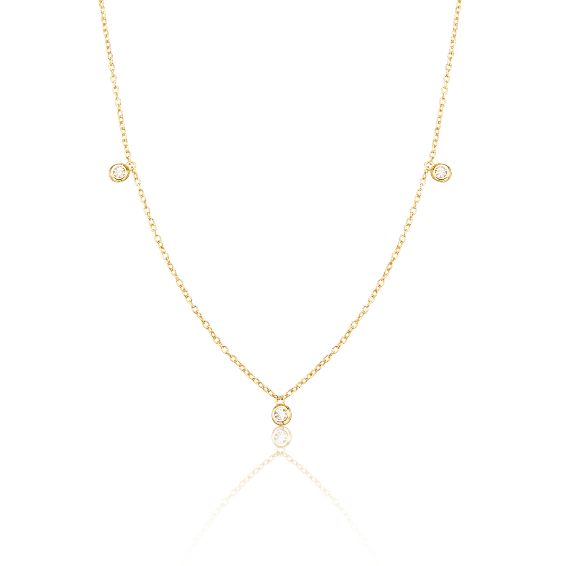 Solid Gold Floating Diamond Drop Necklace